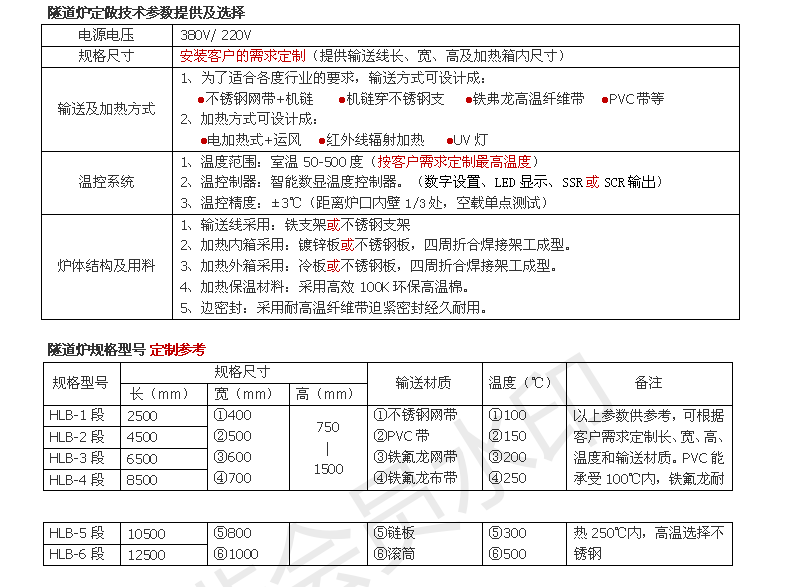 硫化隧道式烤箱技術(shù)參數(shù)